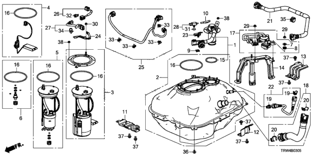 2019 Honda Clarity Plug-In Hybrid  Bracket Middle, Fuel Tank Diagram for 17522TRWA00