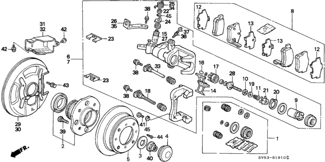 1997 Honda Accord  Caliper Set, Rear Diagram for 01473SV5010