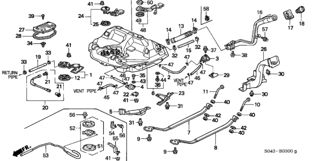 1996 Honda Civic  Pump Set, Fuel Diagram for 17040S01A31