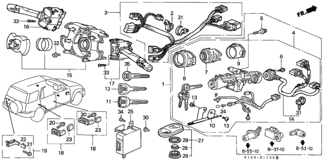 1997 Honda CR-V  Cover, Battery Diagram for 72146S10003