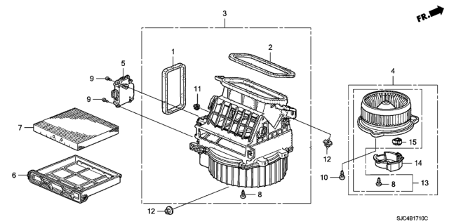 2011 Honda Ridgeline Blower Sub-Assy. Diagram for 79305SJCA01