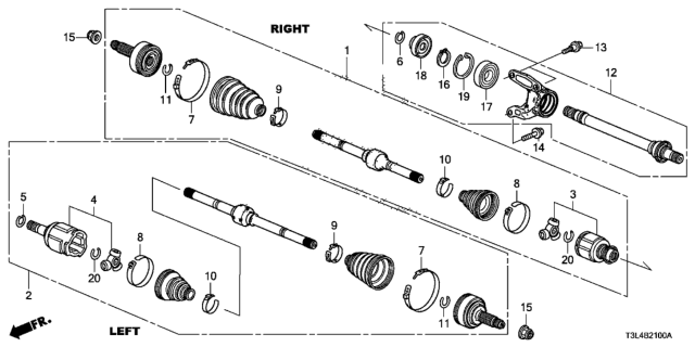 2013 Honda Accord Seal, Half Shaft (Outer) Diagram for 91260T2A003