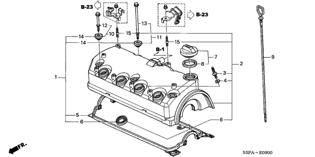 2005 Honda Civic Washer, Head Cover Diagram for 90442PLC000