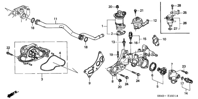 2000 Honda Accord Valve Set, EGR Diagram for 18011P8AA00
