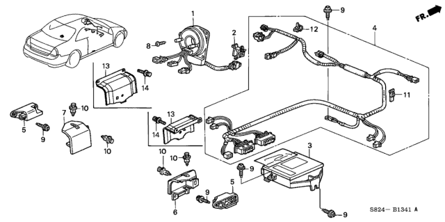 2001 Honda Accord Sensor Assy., Side Impact Diagram for 77970S82A12