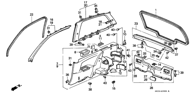 1988 Honda Civic  Clip, Trim (5MM) *NH83L* (OFF BLACK) Diagram for 91564SH3003ZB