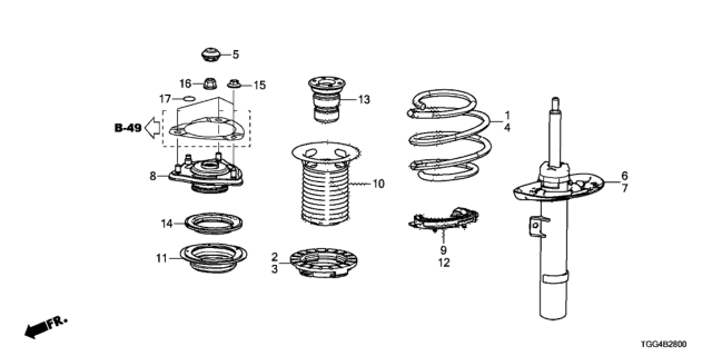 2017 Honda Civic Shock Absorber Unit, Right Front Diagram for 51611TGGA11