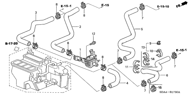 2006 Honda Accord  Hose B, Water Inlet Diagram for 79722SDAA00
