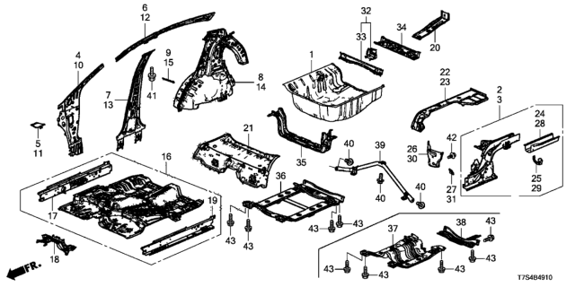 2016 Honda HR-V  Crossmeber, RR. Floor Diagram for 65750T7WA00ZZ