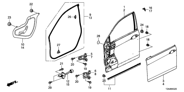 2014 Honda Accord Hinge, Right Front Door Up Diagram for 67410T2FA01ZZ