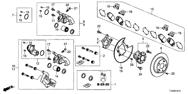 2020 Honda HR-V  Pad Set, Rear Diagram for 43022T7JH11