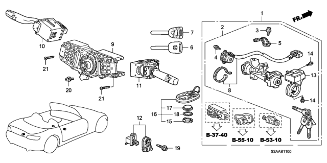 2009 Honda S2000  Key, Immobilizer (Main)(Blank) Diagram for 35111S2A309