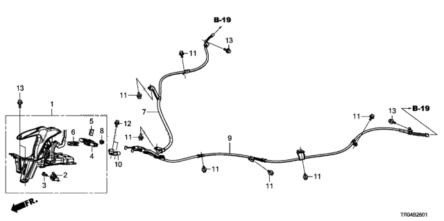 2012 Honda Civic  Wire B, Passenger Side Parking Brake (200Mm) Diagram for 47510TR0A02