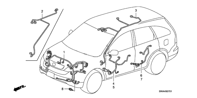 2008 Honda CR-V  Wire, Sunroof Diagram for 32156SWAA11