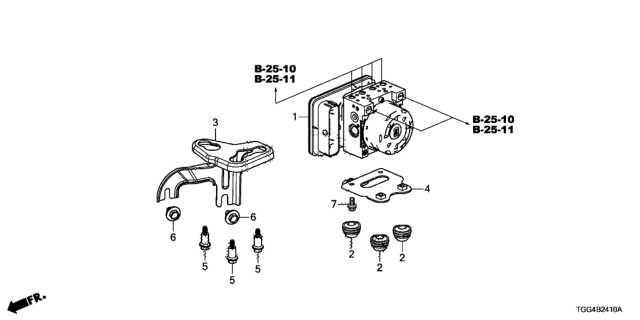 2017 Honda Civic Bolt, ABS Mounting Diagram for 57376S9AN00