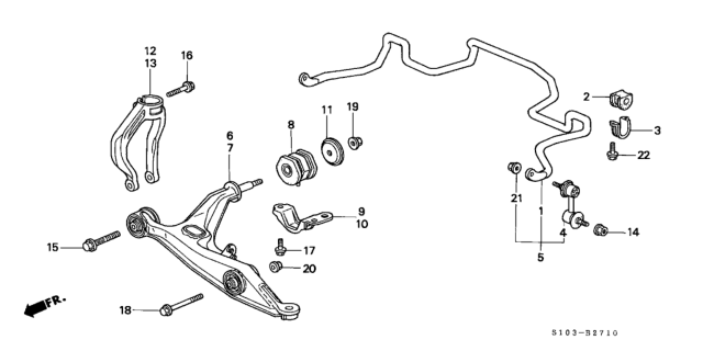 1997 Honda CR-V Bush, Front Compliance Diagram for 51391S04005