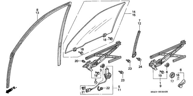 1992 Honda Civic  Glass Assy., L. FR. Door (Aptech) Diagram for 73350SR1A00