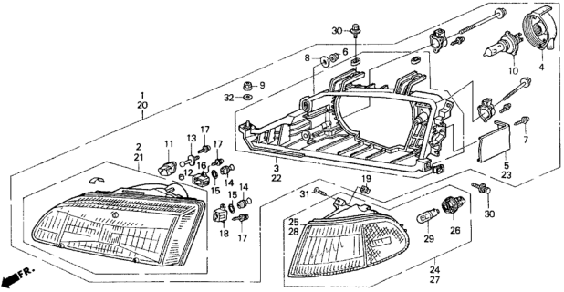 1993 Honda Civic  Screw, Tapping (4X18) (Sems) Diagram for 33107SR3A01