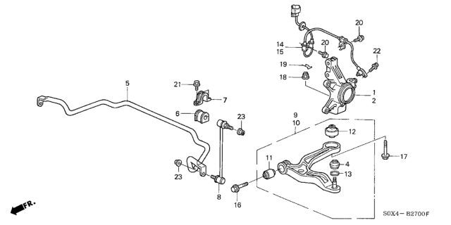 1999 Honda Odyssey  Bush, Stabilizer Holder (24MM) Diagram for 51306S0XA01