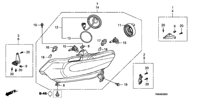 2010 Honda Insight Headlight Assembly, Driver Side Diagram for 33150TM8A01