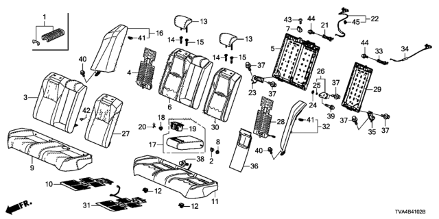 2018 Honda Accord Pad, Left Rear Seat-Back Diagram for 82527TVAA21