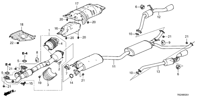 2021 Honda Ridgeline  MUFFLER, EX Diagram for 18307T6ZA51