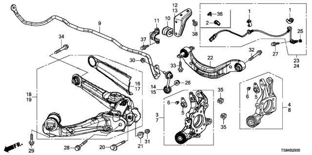 2012 Honda Civic Bush, Rear Stabilizer Holder Diagram for 52306TR7A01