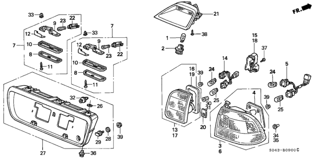 1997 Honda Civic Cover, L. Diagram for 34158S04A01