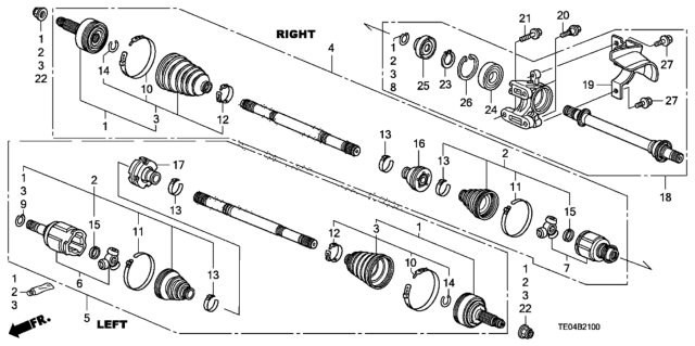 2011 Honda Accord Seal, Half Shaft (Outer) (Nok) Diagram for 91260SR3003