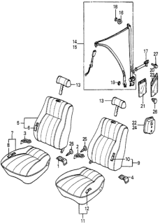 1984 Honda Accord Seat Belt Assy., L. FR. *NH1L*(Nippon Seiko) (BLACK) Diagram for 776A2SA5673ZB