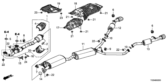 2020 Honda Passport Rubber, Exhuast Mounting Diagram for 18215SHJA01