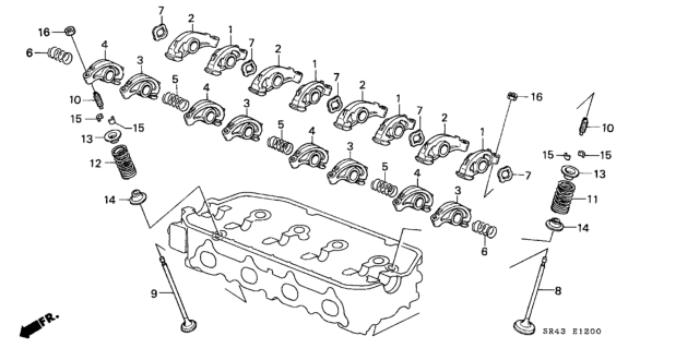 1994 Honda Civic Arm B, Intake Rocker Diagram for 14622PM3010