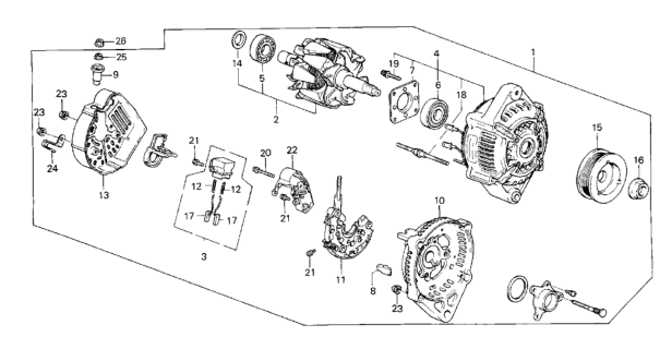 1986 Honda CRX  Regulator Assembly Diagram for 31150PE0921