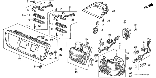 1999 Honda Civic Bulb, FR. Turn (12V 2Cp) (Amber) Diagram for 33303SD4671