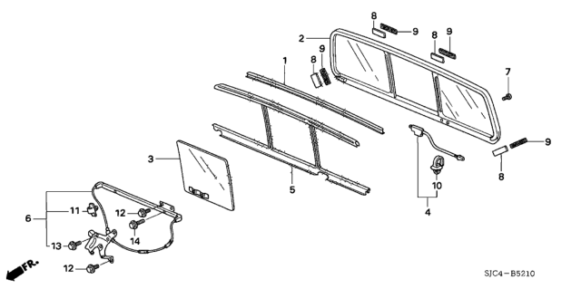 2012 Honda Ridgeline Fastener B, Windshield Diagram for 91501SHJ003
