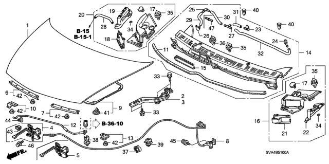 2006 Honda Civic  Wire Assembly, Hood (Graphite Black) Diagram for 74130SNAA01ZC