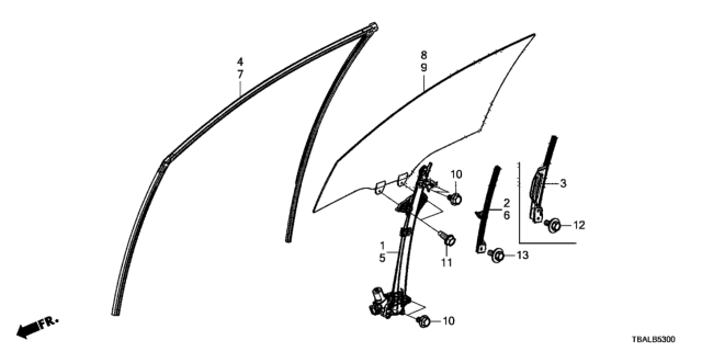 2020 Honda Civic Sash L, FR Door Center Diagram for 72271TBAA01