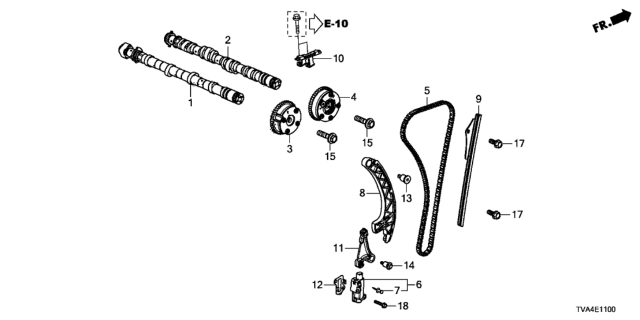 2020 Honda Accord Tensioner, Cam Chain Diagram for 145106A0A01