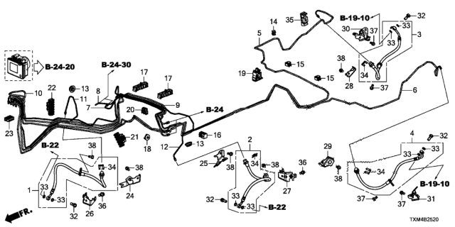 2019 Honda Insight  Clip, Brake Pipe Diagram for 46392TX4A01