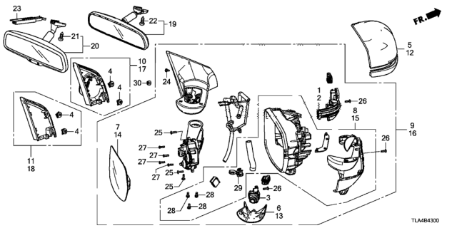 2019 Honda CR-V  GARNISH, L. DOOR MIRROR *NH900L* (DEEP BLACK) Diagram for 76270TMET01ZA
