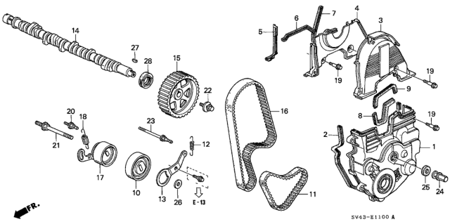 1994 Honda Accord Cover, Timing Belt (Upper) Diagram for 11820P0A000