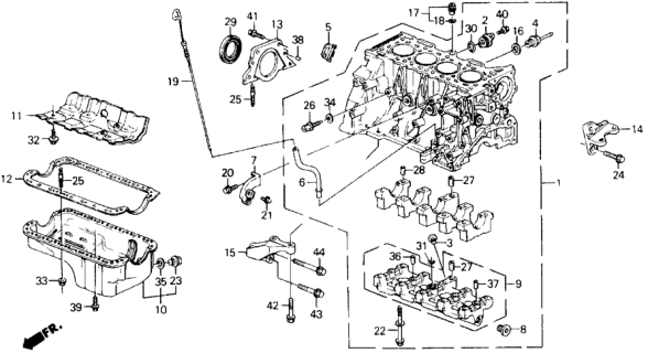 1991 Honda Prelude  Bolt, Sealing (14MM) Diagram for 11106PE0300