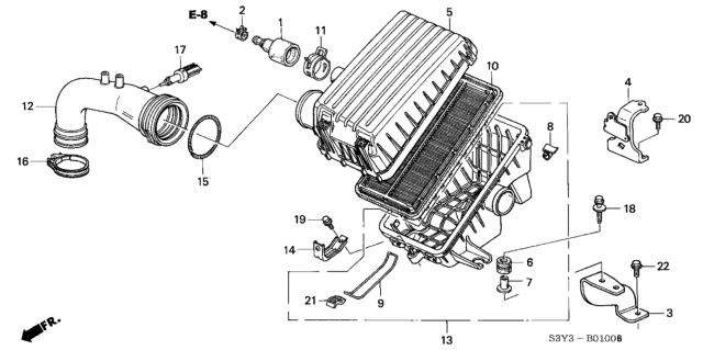 2003 Honda Insight Clamp, Tube (D14.8) Diagram for 17138PHM003