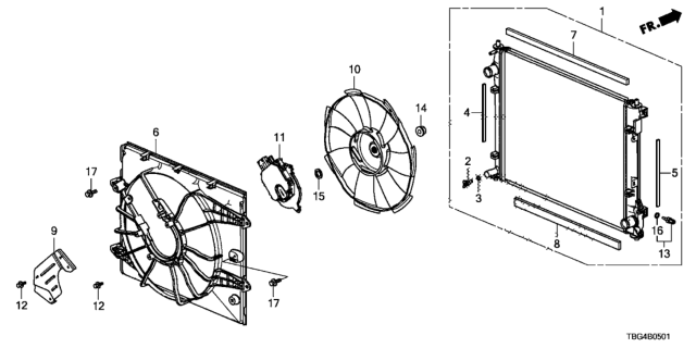 2016 Honda Civic Radiator Complete Diagram for 190105BAA01