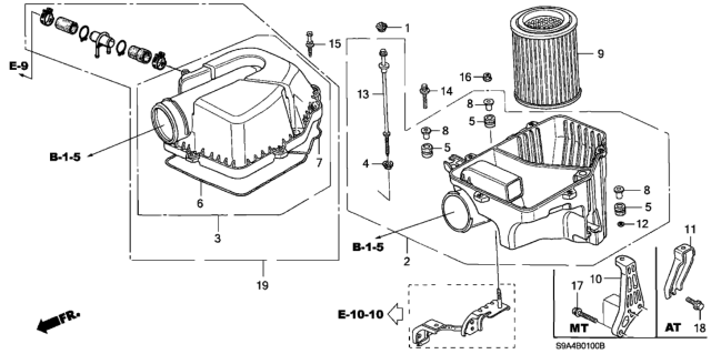 2004 Honda CR-V  Cover Kit, Air Cleaner Diagram for 06172PNA307