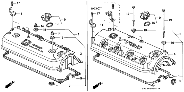 1996 Honda Accord Bolt B, Head Cover Diagram for 90014P07000