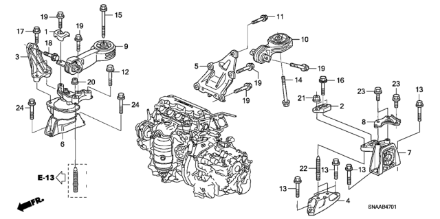 2009 Honda Civic Stay, Side Engine Mounting Diagram for 50625SNAA80