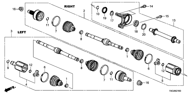 2017 Honda Civic Joint Complete, Inboar Diagram for 44310TBCA01