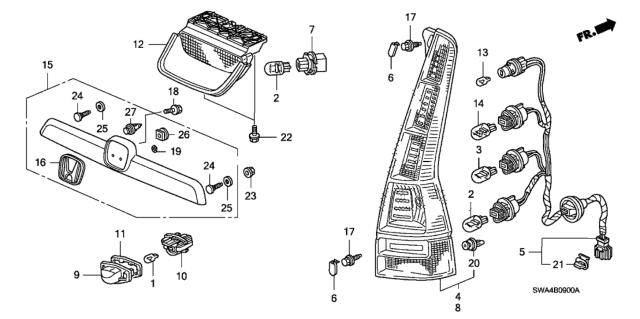 2011 Honda CR-V Clip Diagram for 90665S47003