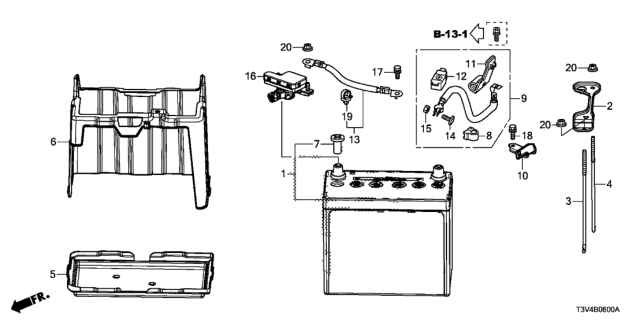 2014 Honda Accord  Box, Battery Diagram for 31521T3VA00